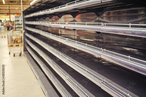 Photography Store shelves without food during the rush of demand due to the epidemic