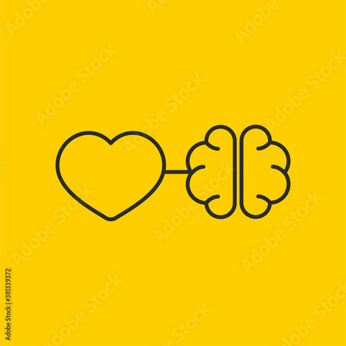 Connection between mind and senses. Connected heart and brain