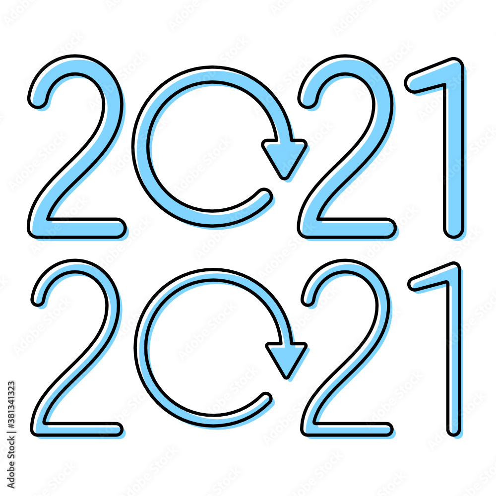 Set of 2021 icon. New year symbol. Restart sign Set of 2021 icon. New year symbol. Restart sign