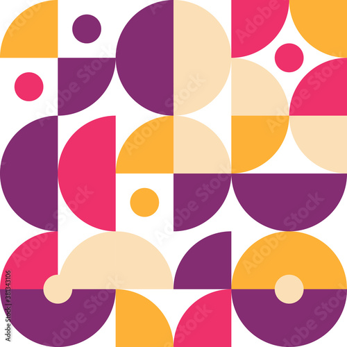 Retro pattern in style of 60s, 70s. Bauhaus seamless color geometric background