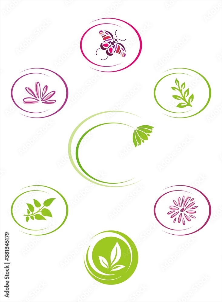 colourful nature icons, Eco friendly business logo design