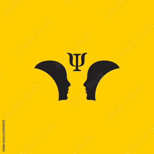 Psychology abstract logo with two male profiles