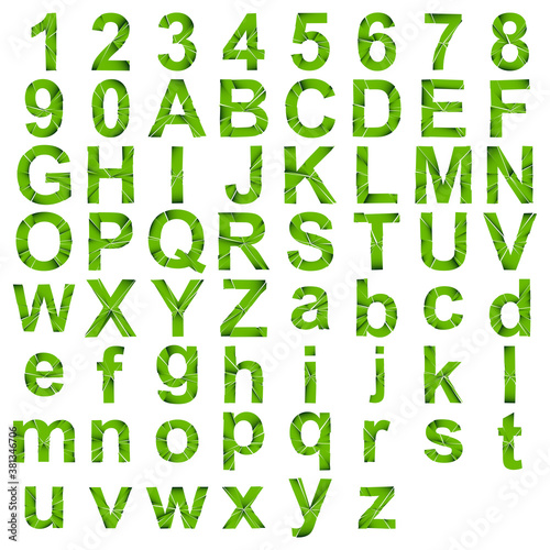 Full English lalphabet - ABC in lower- and uppercase with cracked, fracture, shatter effect photo