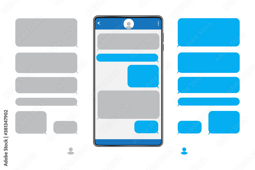 Chat messages on the phone. Screen of the messenger. Text box. SMS correspondence in the phone. Vector illustration. Stock image. Chat messages on the phone. Screen of the messenger. Text box. SMS correspondence in the phone. Vector illustration. Stock image.