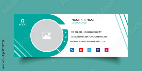 Business email signature template with an author photo place modern layout minimal background