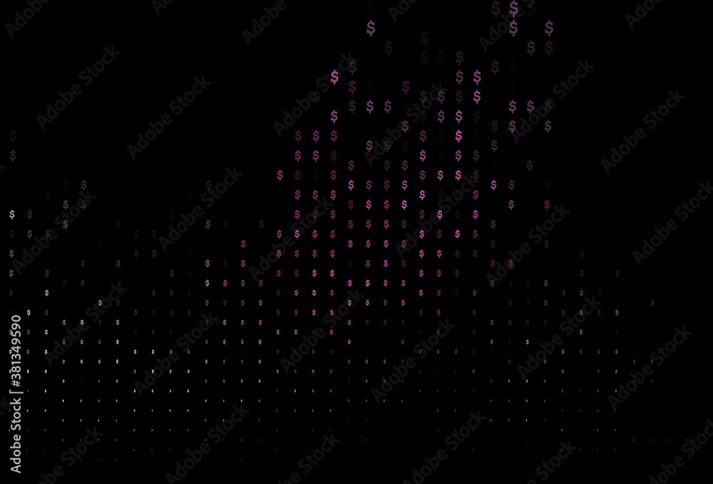Dark Pink vector cover with dollar, USD, usa signs. Dark Pink vector cover with dollar, USD, usa signs.