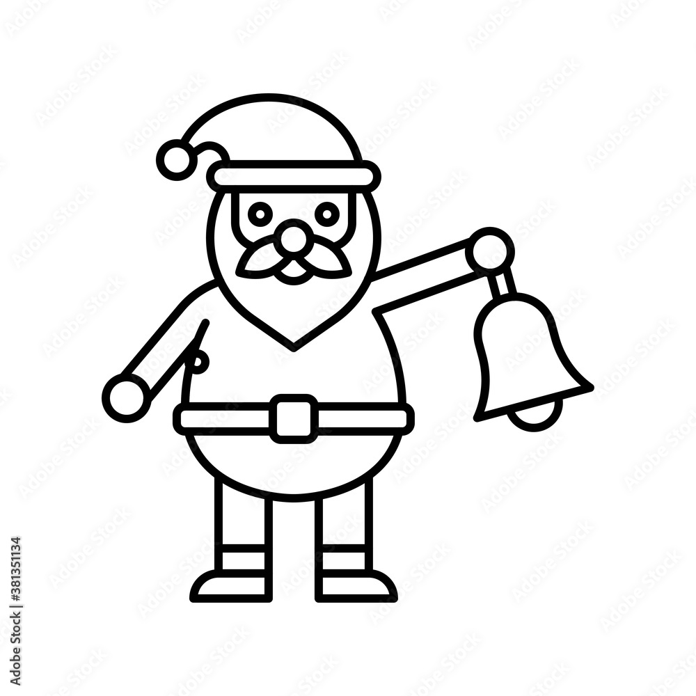 bells, in santa hands related, to merry christmas vectors, in lineal style,