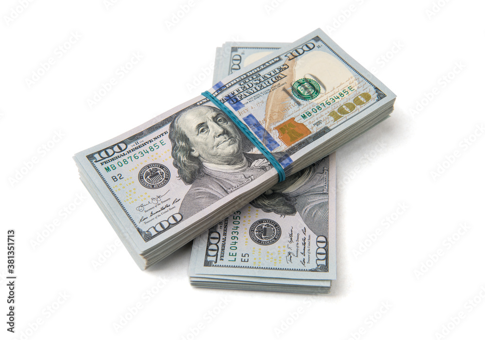 Stack of one hundred dollar bills close-up. Stack of one hundred dollar bills close-up.