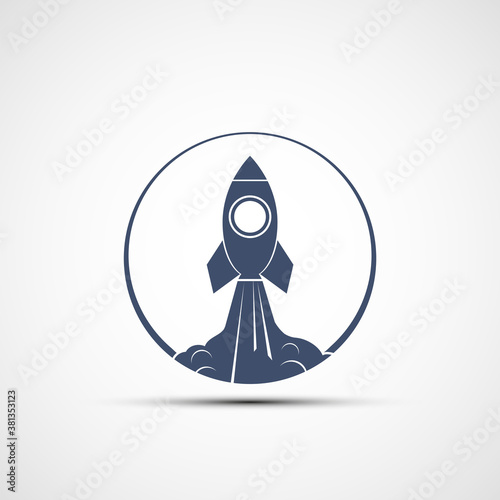 Space rocket launch icon. Isolated on a white background