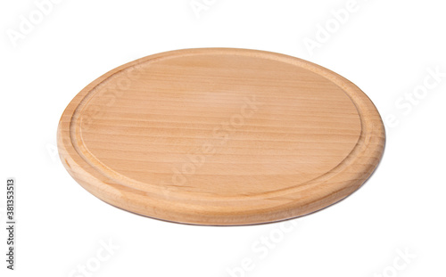Pizza board isolated on white background.