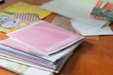 schoolboy's notebooks on the table