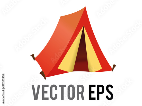 Vector orange red gradient outdoor tent emoji icon, used for protection from wind and rain when camping