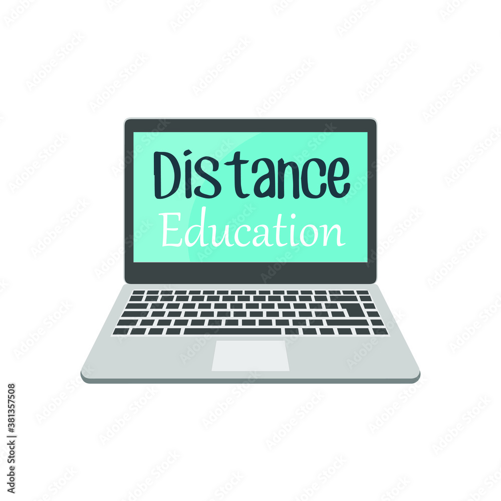 Online education and distance learning at home . The concept of online learning. Online education with a laptop and students. Distance learning. Vector illustrations. Online education and distance learning at home . The concept of online learning. Online education with a laptop and students. Distance learning. Vector illustrations.