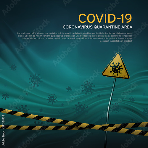 Layout of the quarantine area of coronavirus epidemic covid-19. Coronavirus quarantine warning tapes, sign of viral hazard. Pandemic covid-19. Epidemic barrage lines. Vector grunge template
