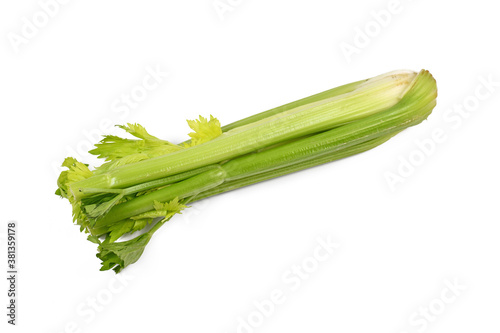 Bunch of raw celery vegetable isolated on white background