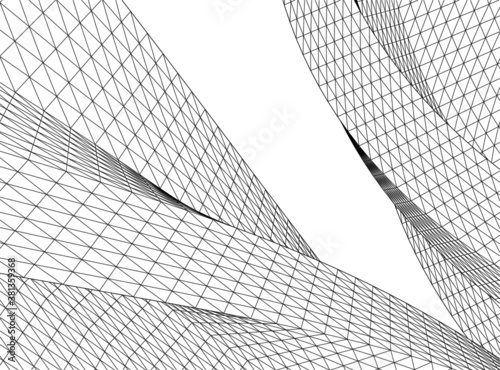 Abstract wired geometric shape 3d 