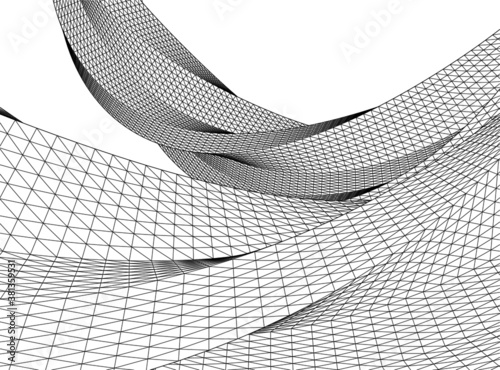 Abstract wired geometric shape 3d 