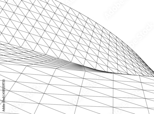 Abstract wired geometric shape 3d 