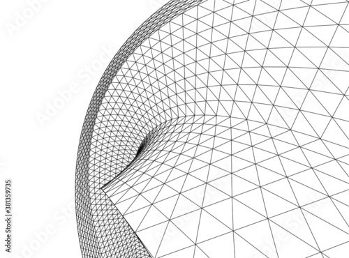 Abstract wired geometric shape 3d 