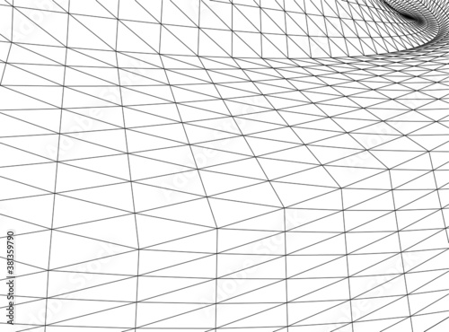 Abstract wired geometric shape 3d 