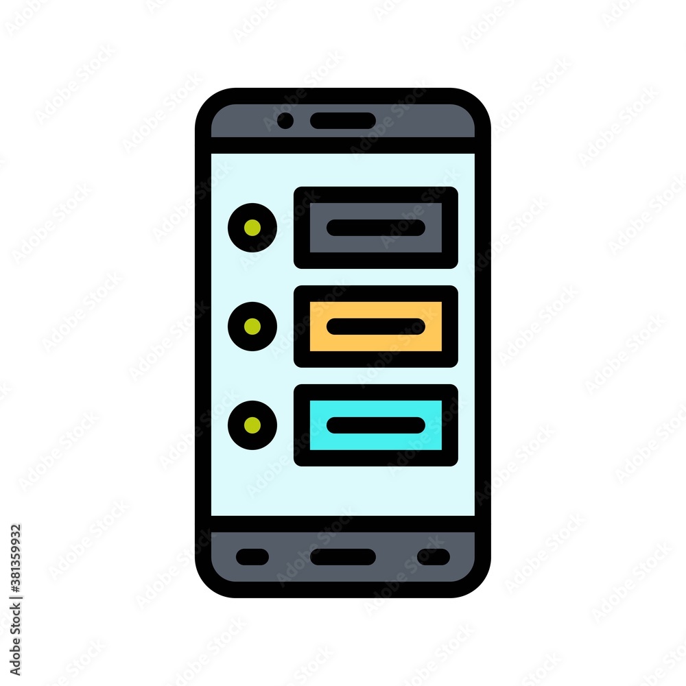 application icons set related mobile phone screen with notifications and buttons vectors with editable stroke,