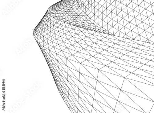 Abstract wired geometric shape 3d 