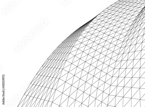 Abstract wired geometric shape 3d 