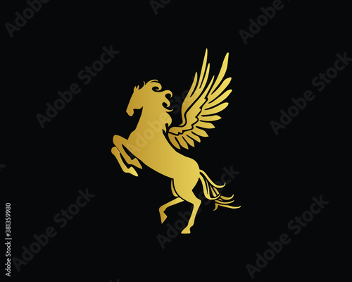 Pegasus Vector Logo Template, Flying Horse Logo Design