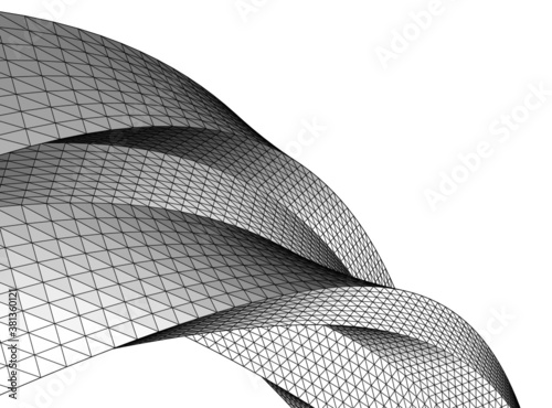 Abstract wired geometric shape 3d 