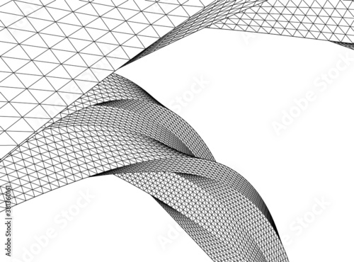 Abstract wired geometric shape 3d 
