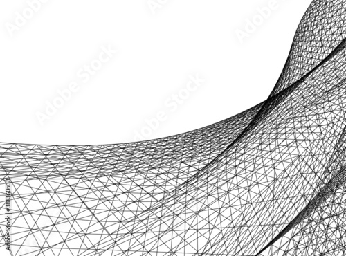 Abstract wired geometric shape 3d 