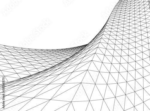 Abstract wired geometric shape 3d 