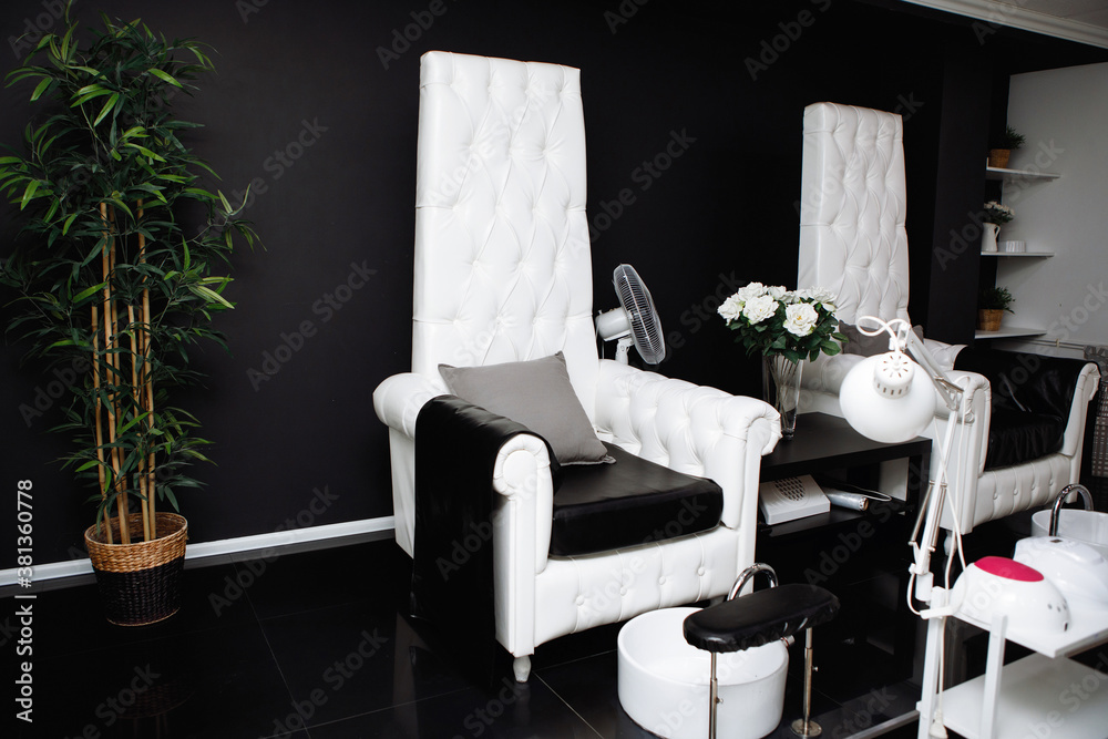 Beauty Salon Interior. Black and white gamma. Stock Photo | Adobe Stock