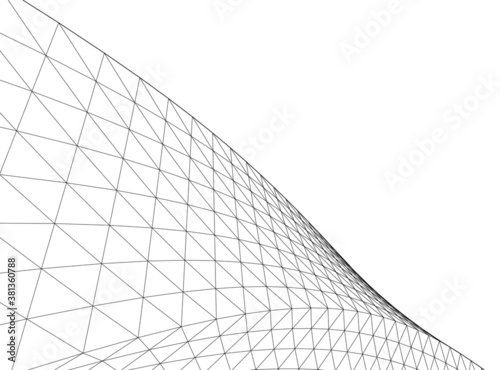 Abstract wired geometric shape 3d 