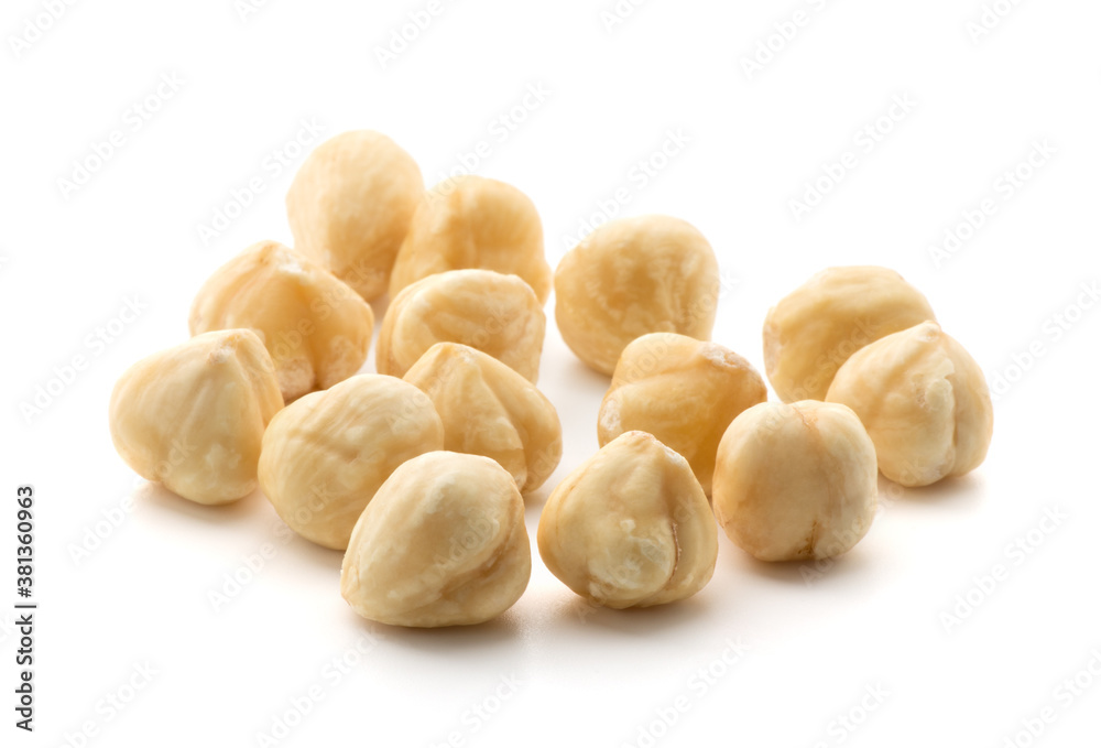 Hazelnuts isolated on the white background Hazelnuts isolated on the white background