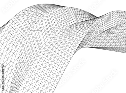 Abstract wired geometric shape 3d 