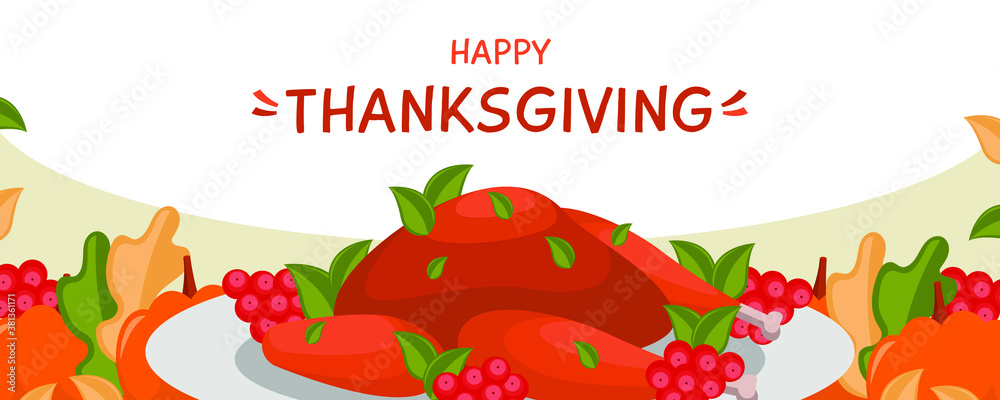 Plakat Thanksgiving concept with flat design background