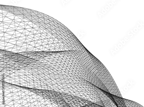 Abstract wired geometric shape 3d 