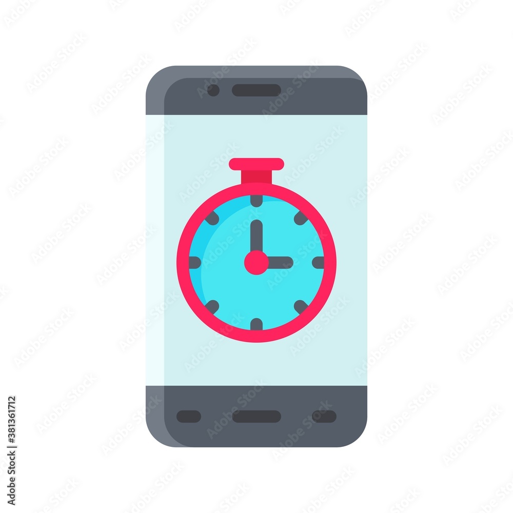 application icons set related mobile phone screen with timer or clock and buttons vectors in flat style, application icons set related mobile phone screen with timer or clock and buttons vectors in flat style,