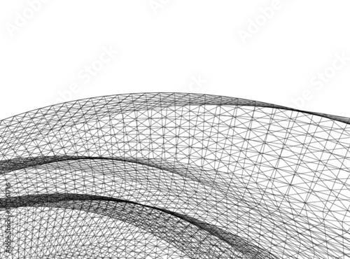 Abstract wired geometric shape 3d 
