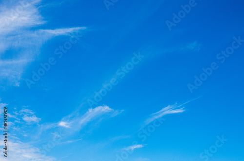 White clouds in blue sky.