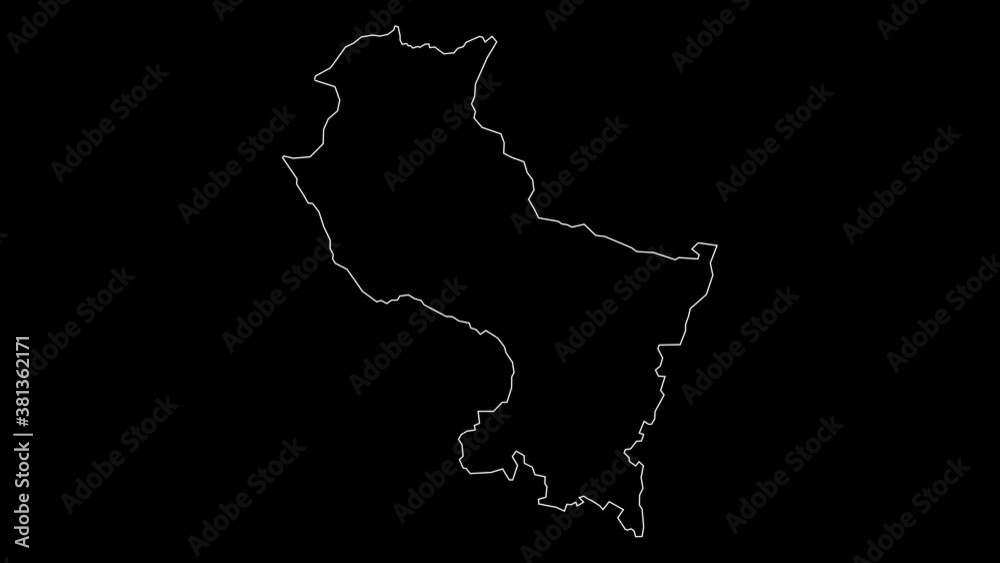 Cusco Peru region map outline animation