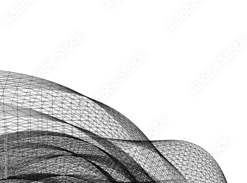 Abstract wired geometric shape 3d 