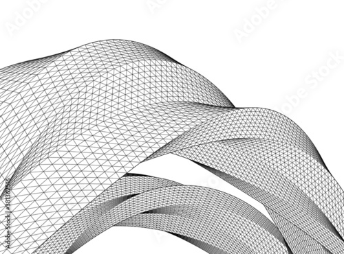 Abstract wired geometric shape 3d 