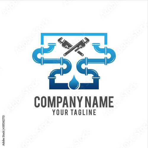 Plumbing Service Logo Template Design Vector, Emblem, Design Concept, Creative Symbol, Icon