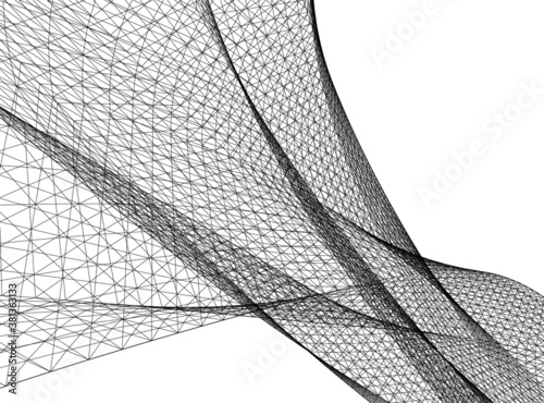 Abstract wired geometric shape 3d 