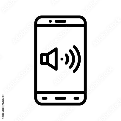 application icons set related mobile phone screen with speaker sign and buttons vectors in lineal style,