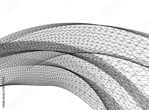 Abstract wired geometric shape 3d 