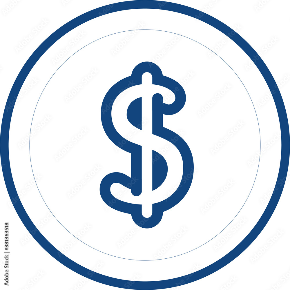 Blue dollar icon isolated on white background. Money icon in a blue circle, coin. Vector illustration. Flat infographics.. Blue dollar icon isolated on white background. Money icon in a blue circle, coin. Vector illustration. Flat infographics..