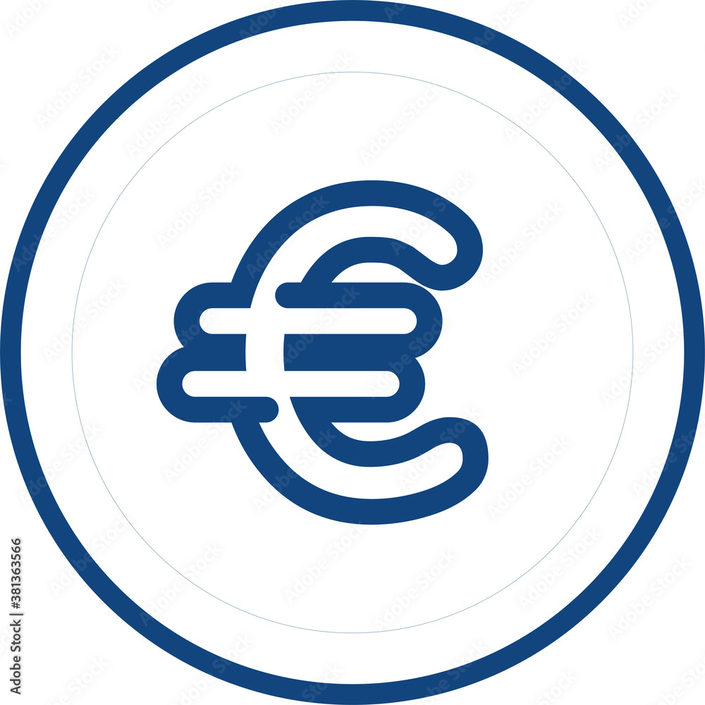 Blue euro icon isolated on white background. Money icon in a blue circle, coin. Vector illustration. Flat infographics.. Blue euro icon isolated on white background. Money icon in a blue circle, coin. Vector illustration. Flat infographics..